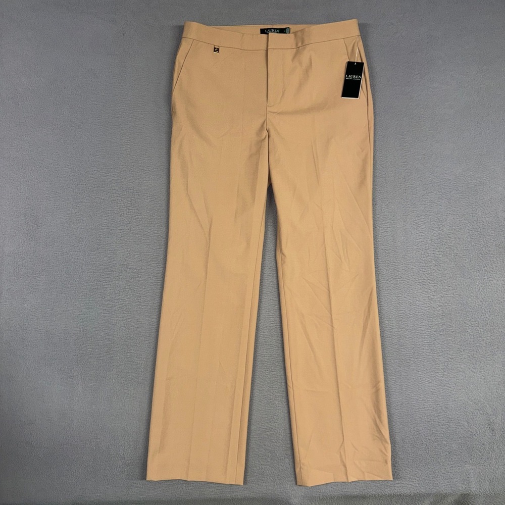 Lauren Ralph Lauren Pants Womens 10 Brown Straight Leg Flat Front Dress NWT